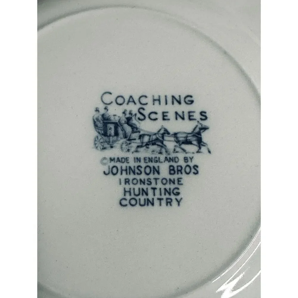 Johnson Bros England Blue Coaching Scenes Ironstone Hunting Country Plate